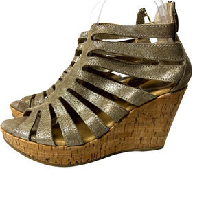 Cordani Electra Strappy Cork Wedge Sandal‎ Cage Platform Suede New Size 38